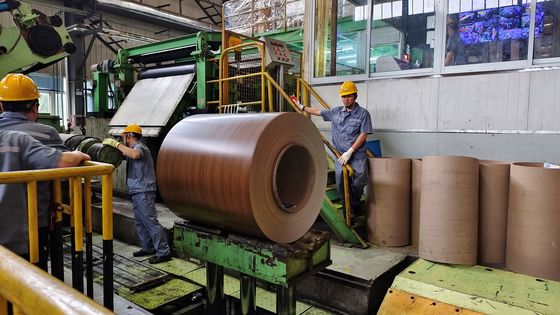 الحبوب الخشبية 30 سنة ضمان AZ165 غالفالوم الجوز اللون PPGL HDP الفولاذ لفائف طباعة لون مغلفة لفائف ASTM A755 A653M